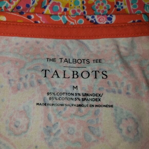 Talbots Tee Sz Med Orange Paisley Pattern - Picture 3 of 3